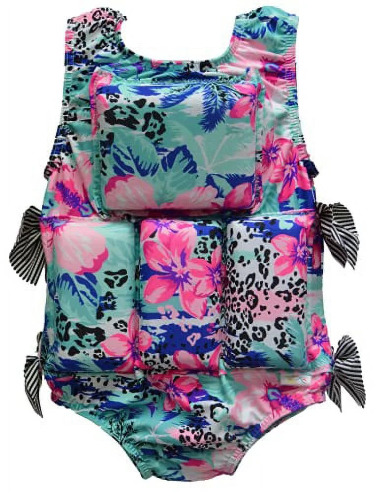 Pastel Paint Splatter Girl's Swimwear Flotation Life Vest Swimsuit F2036