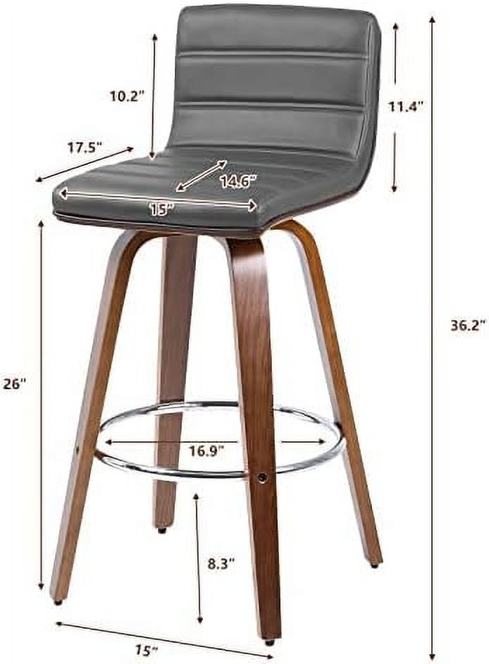Swivel Stool with Back Set of 2 PU Leather Counter Height Stool E44713