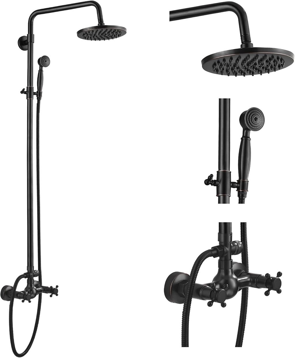 8 Inch Rainfall Shower Head with Handheld Spray Combo Set C133016