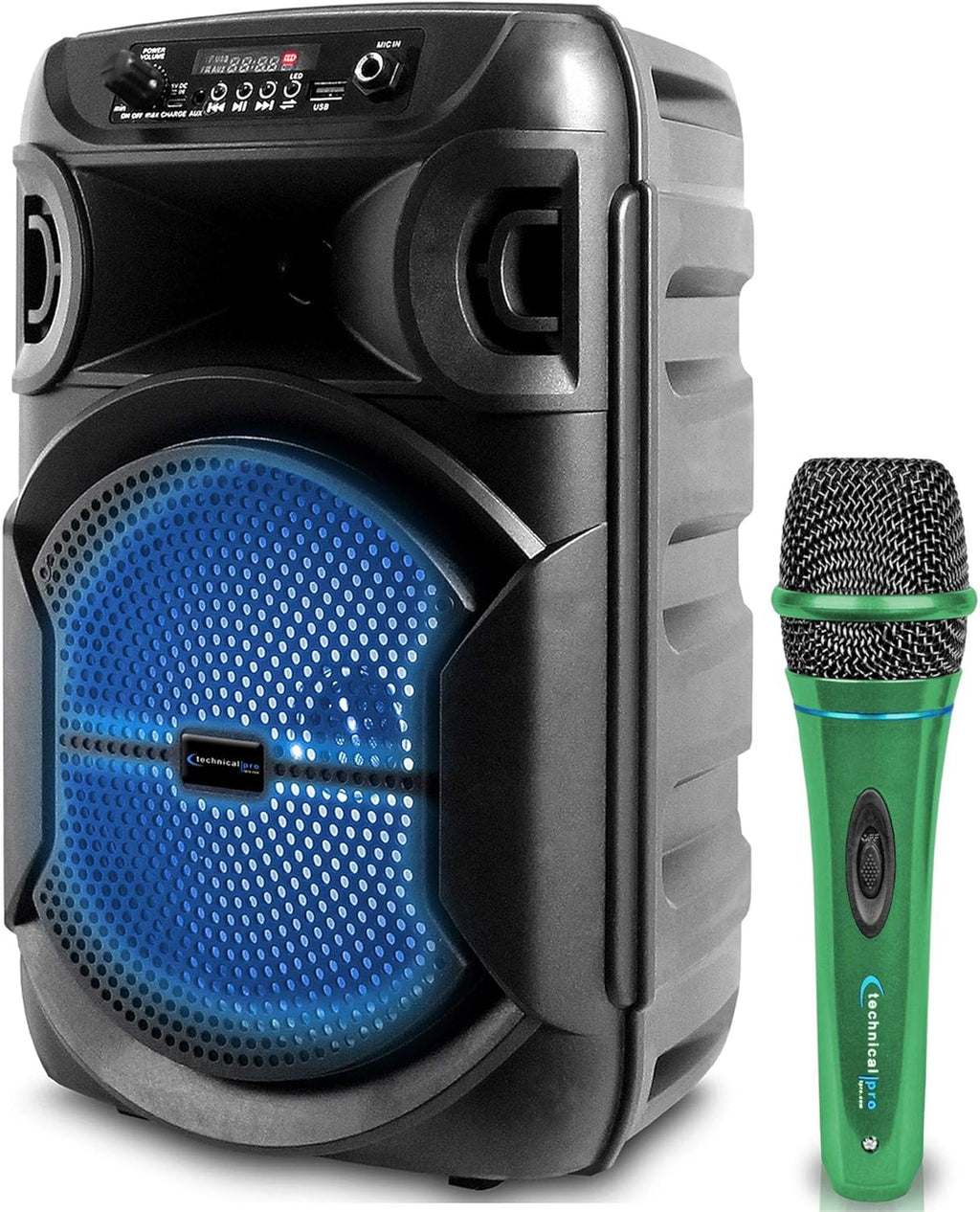 8 Inch Portable Bluetooth Speaker with Woofer & Tweeter and Wired Microphone Pack of 2 O68472