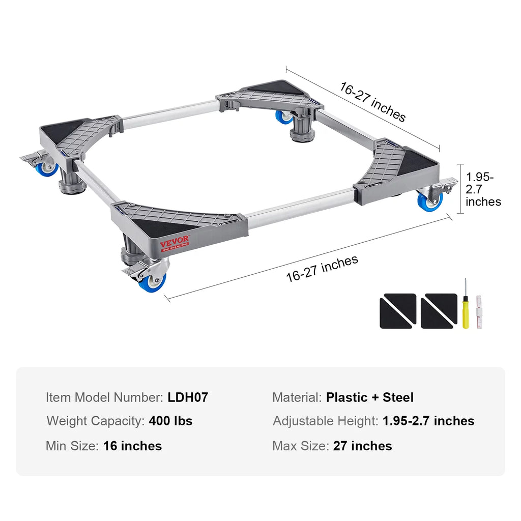 Adjustable Washing Machine Stand 400 lbs 4 Wheels X62855