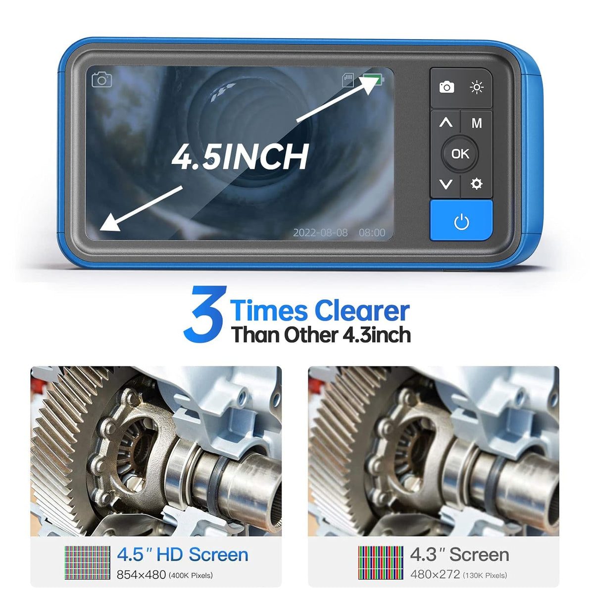 50FT Dual Lens Sewer Inspection Camera with 4.5'' Screen L1240