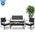 4 Pieces Rattan Cushioned Sofa Table Set T398