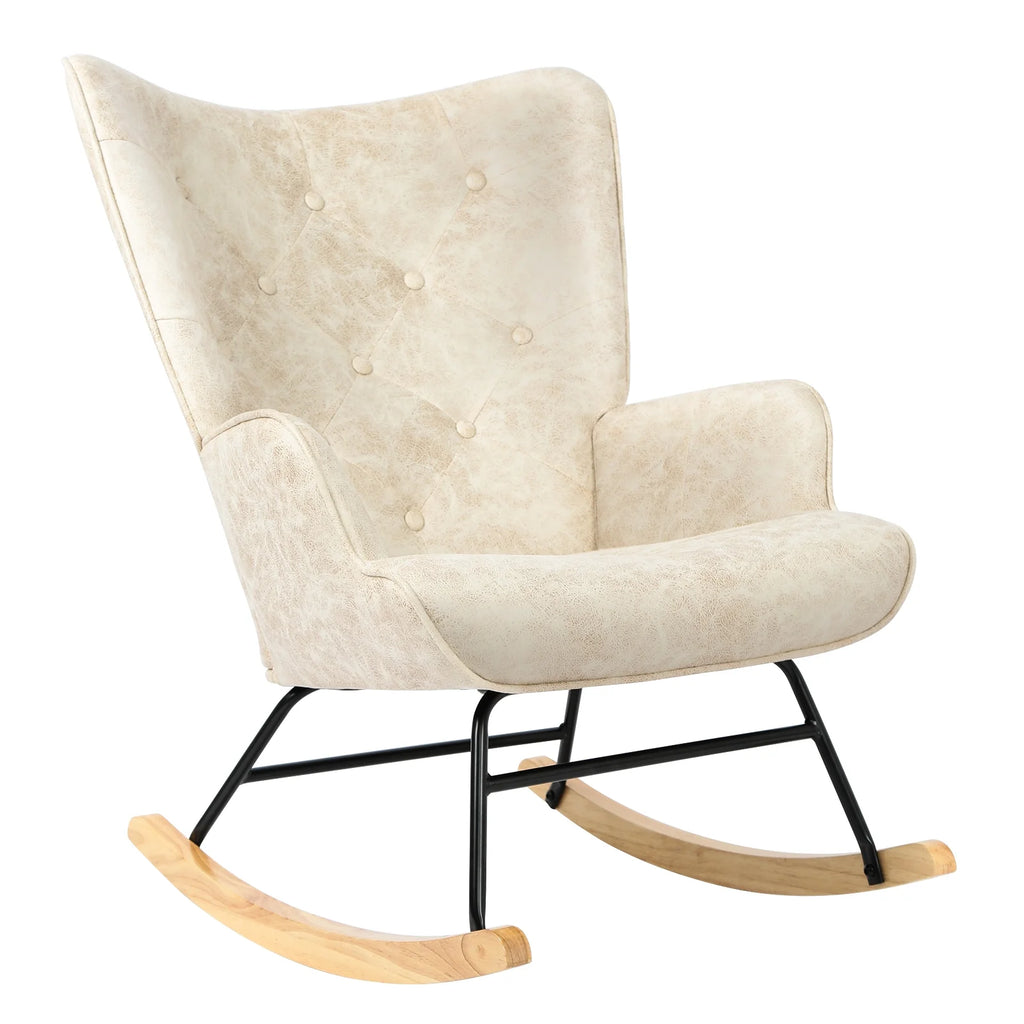 Upholstered Glider Rocking Chair with High Backrest E7930