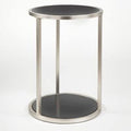Brushed Nickel Black End Table T629