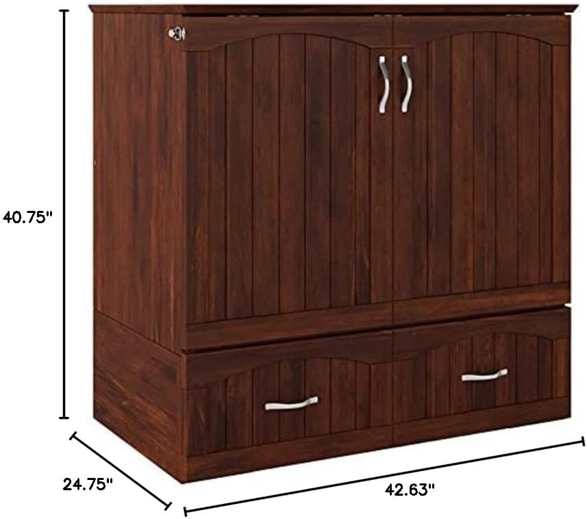 Twin XL Size Murphy Bed in Walnut Wood with Storage E667984