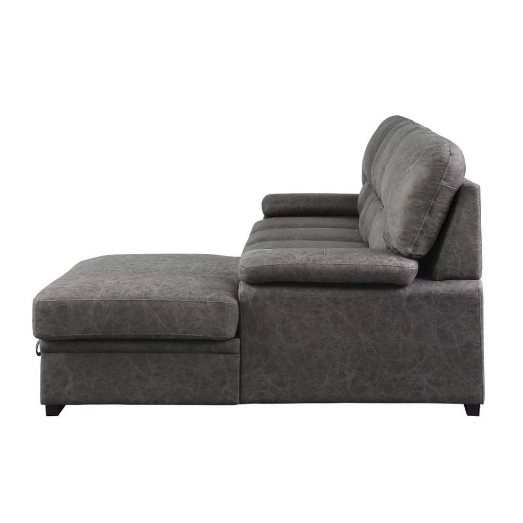 Dark Gray Microfiber Sectional with Right Chaise P6454