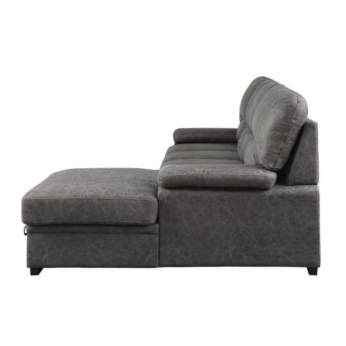 Dark Gray Microfiber Sectional with Right Chaise P6454