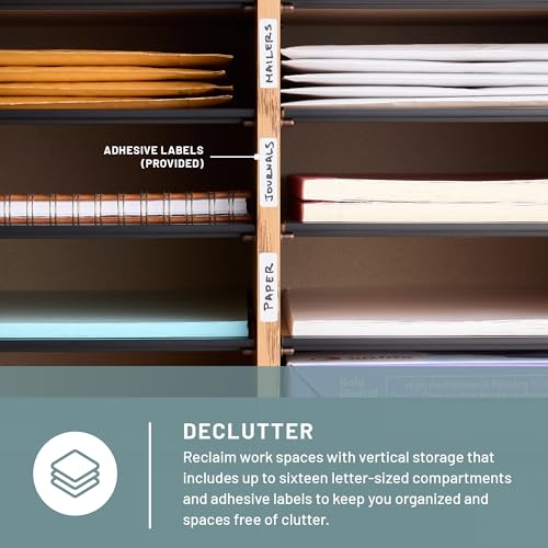 Wooden Paper and Mail Organizer with Adjustable Shelves D833