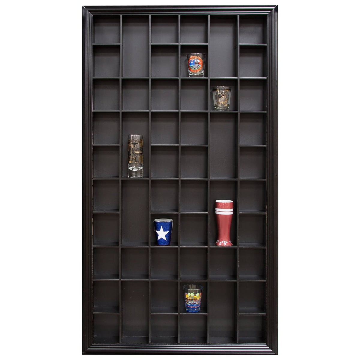 17x32 Shot Glass Display Case with Hinged Front in Black V73321