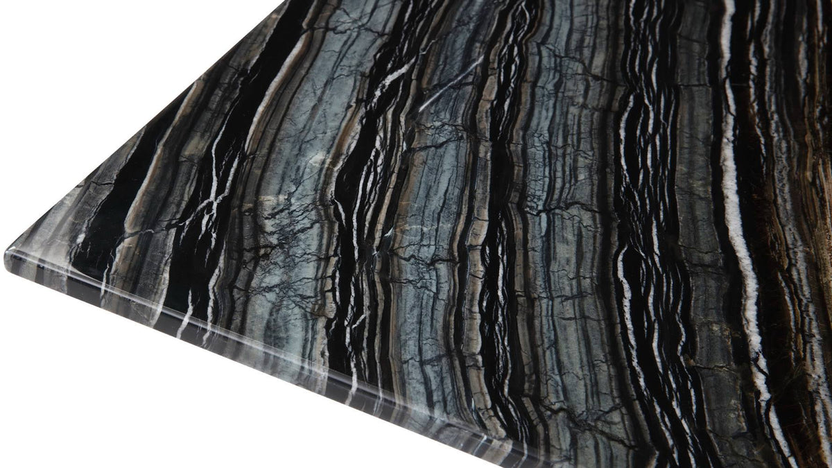 Black and White Marble End Table with Stainless Steel Base S85102