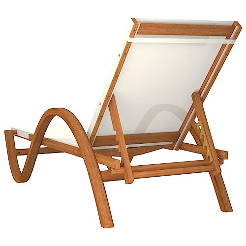 White Textilene and Solid Wood Poplar Sun Lounger I216062
