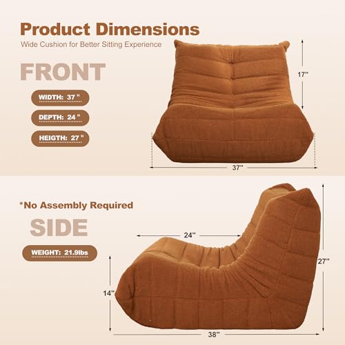 Black Plush Bean Bag Chair with Memory Foam J418