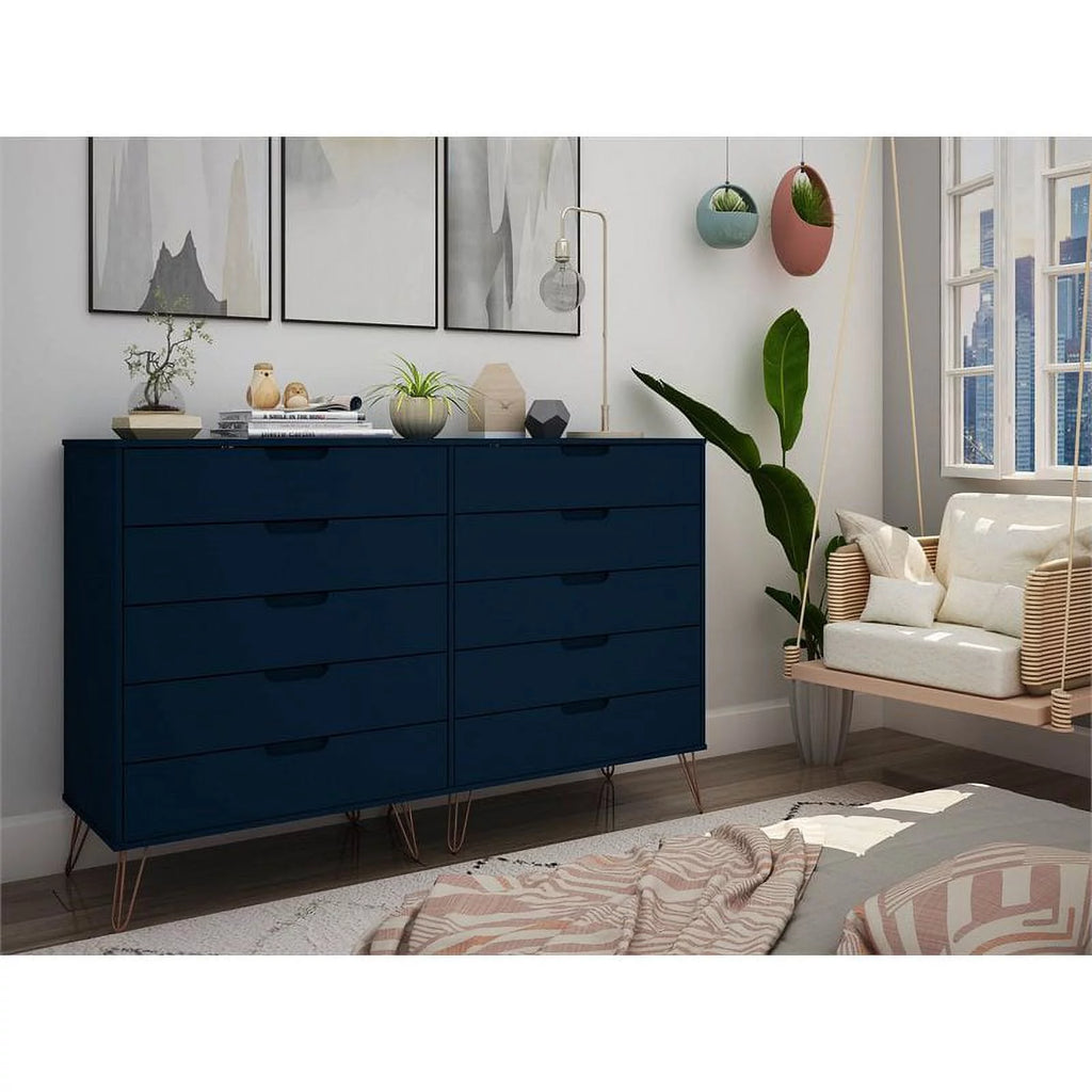 10 Drawer Contemporary Wood Dresser O792