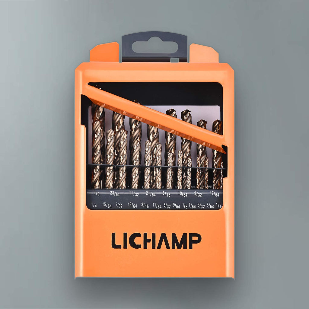 21PCS HSS Cobalt Drill Bits Set 1/16 to 3/8 Three Flute R68135
