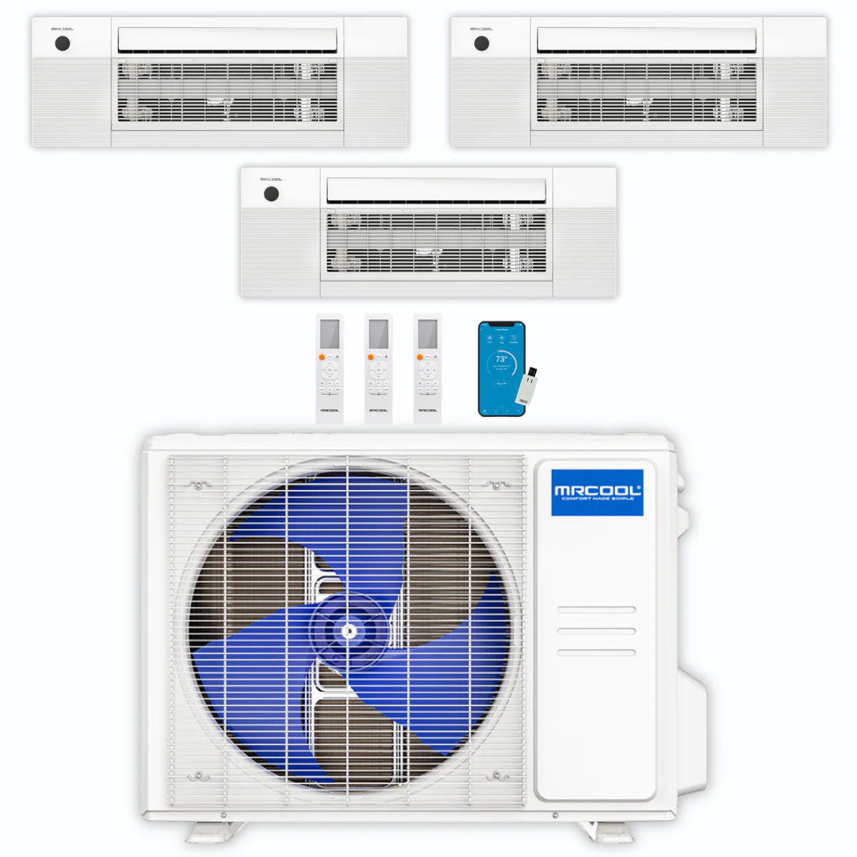 39,000 BTU 3 Zone Ceiling Cassette Ductless Air Conditioner and Heat Pump O64012