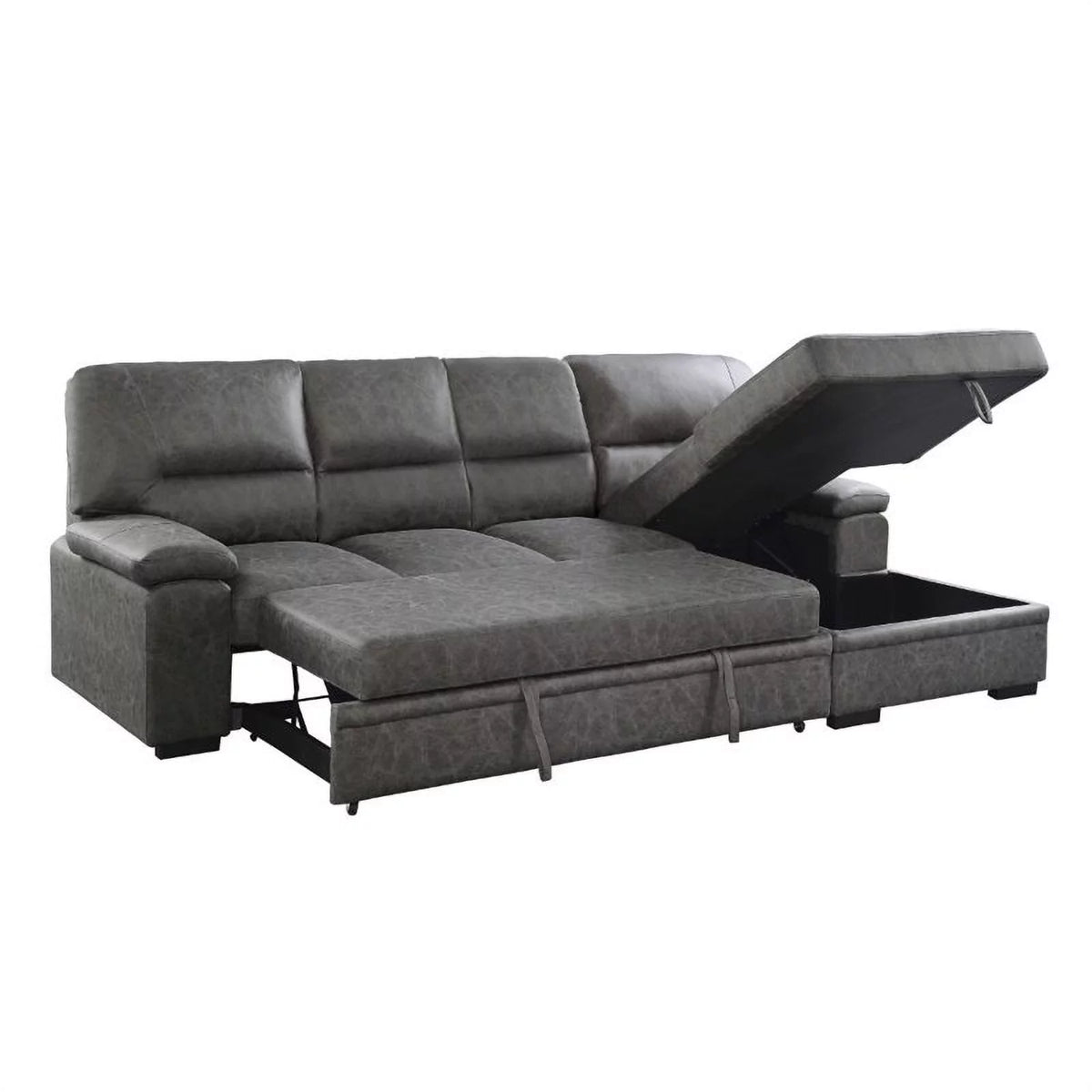 Dark Gray Microfiber Sectional with Right Chaise P6454