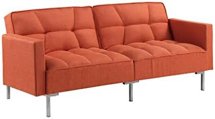 Modern Linen Convertible Futon Sofa Bed with 2 Pillows G228723