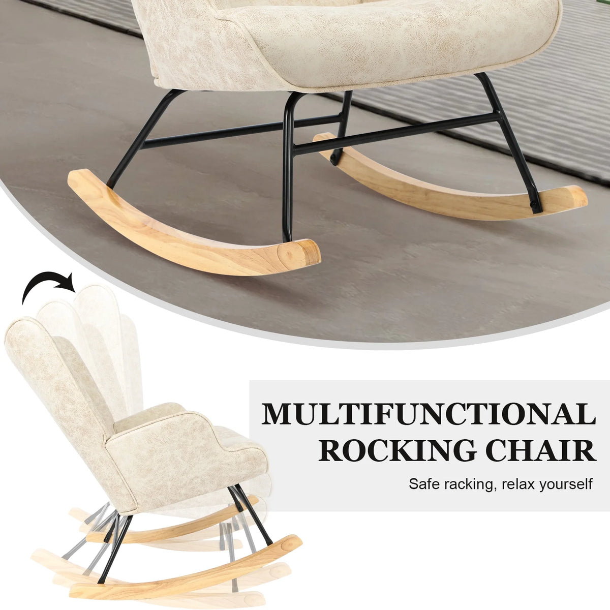 Upholstered Glider Rocking Chair with High Backrest E7930