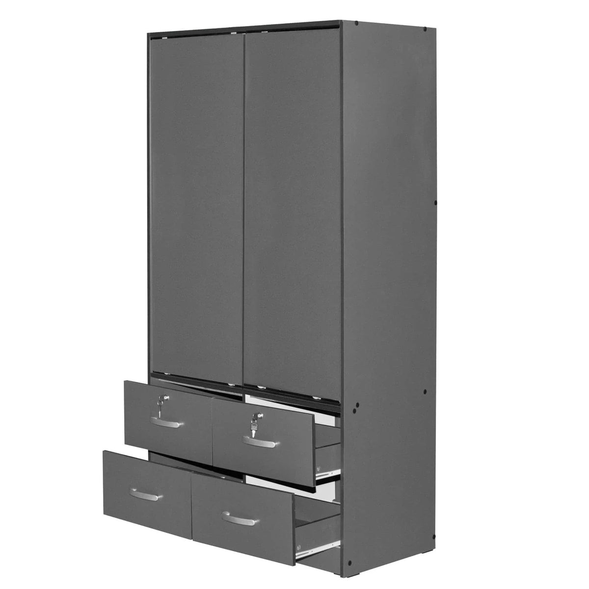 Dark Gray Wood Double Sliding Door Armoire Y574
