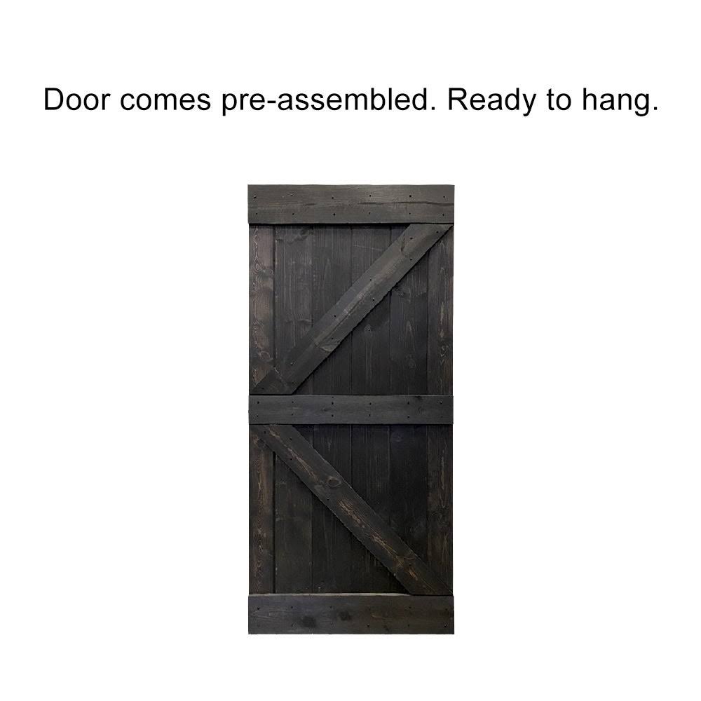 Jungle Green Stained Wood Interior Sliding Barn Door with Hardware Kit O2499