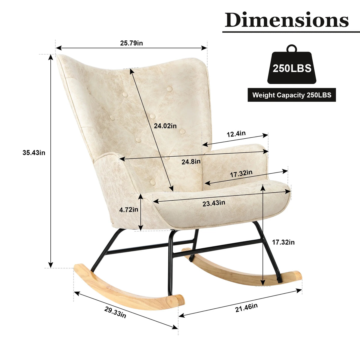 Upholstered Glider Rocking Chair with High Backrest E7930