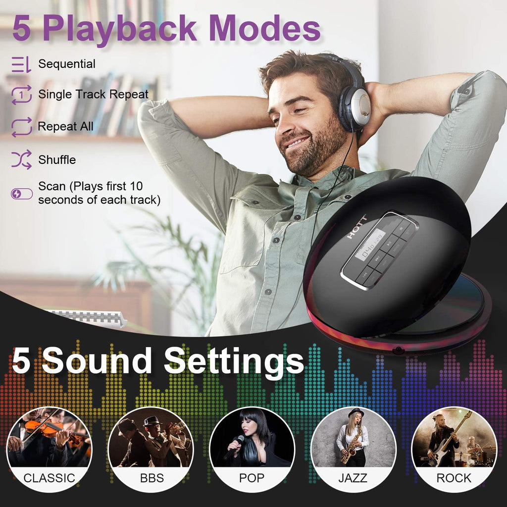Portable CD Player with LCD Display Anti-Skip Black D519016