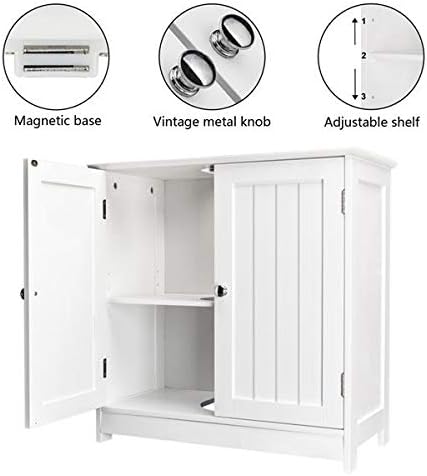 Bathroom Floor Storage Cabinet with Shelf and Double Doors Z626