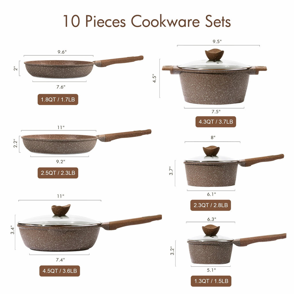 10 Pcs Nonstick Granite Cookware Set P88983
