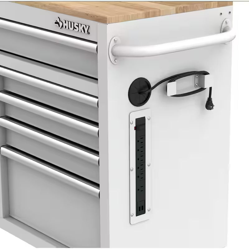 46 in. Gloss White Mobile Workbench Cabinet J627600
