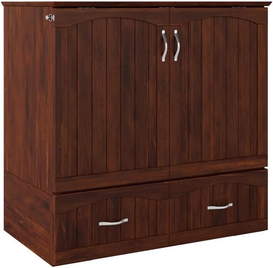 Twin XL Size Murphy Bed in Walnut Wood with Storage E667984