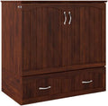 Twin XL Size Murphy Bed in Walnut Wood with Storage E667984