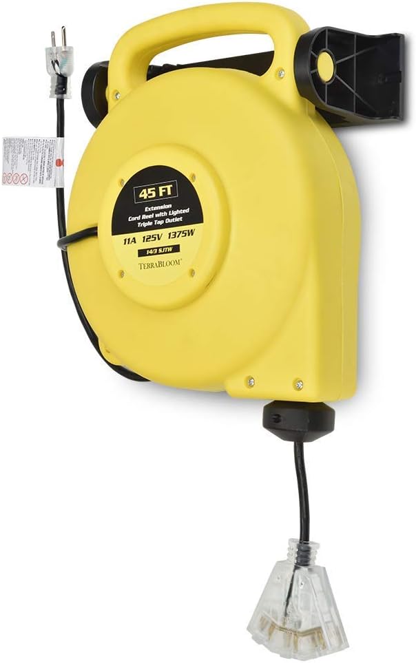 40 Ft 12/3 Retractable Extension Cord Reel with 3 Outlets Z143390