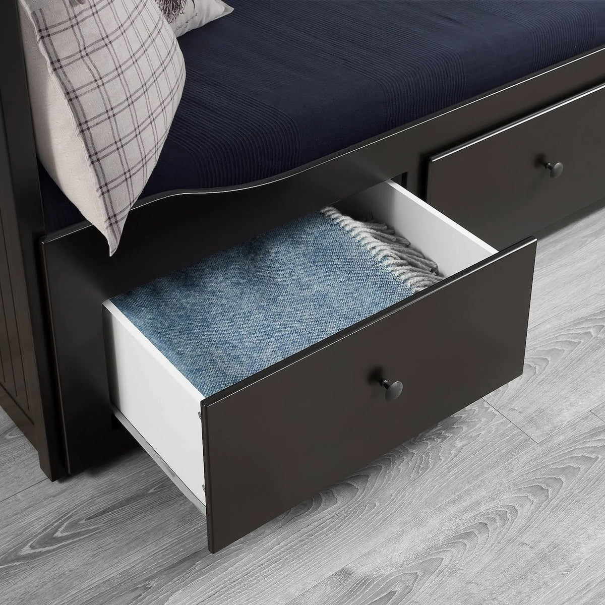 Black-Brown Twin Daybed Frame with 3 Drawers L533
