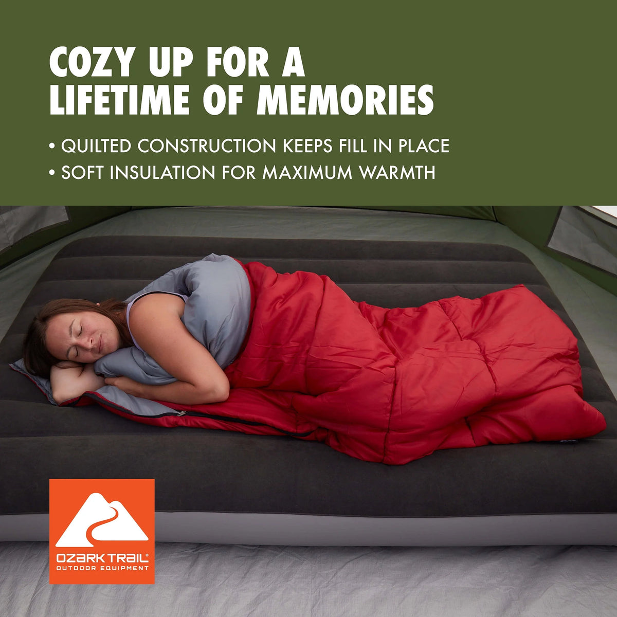 50-Degree Warm Weather Rectangular Sleeping Bag, Red, 33x75 R737898