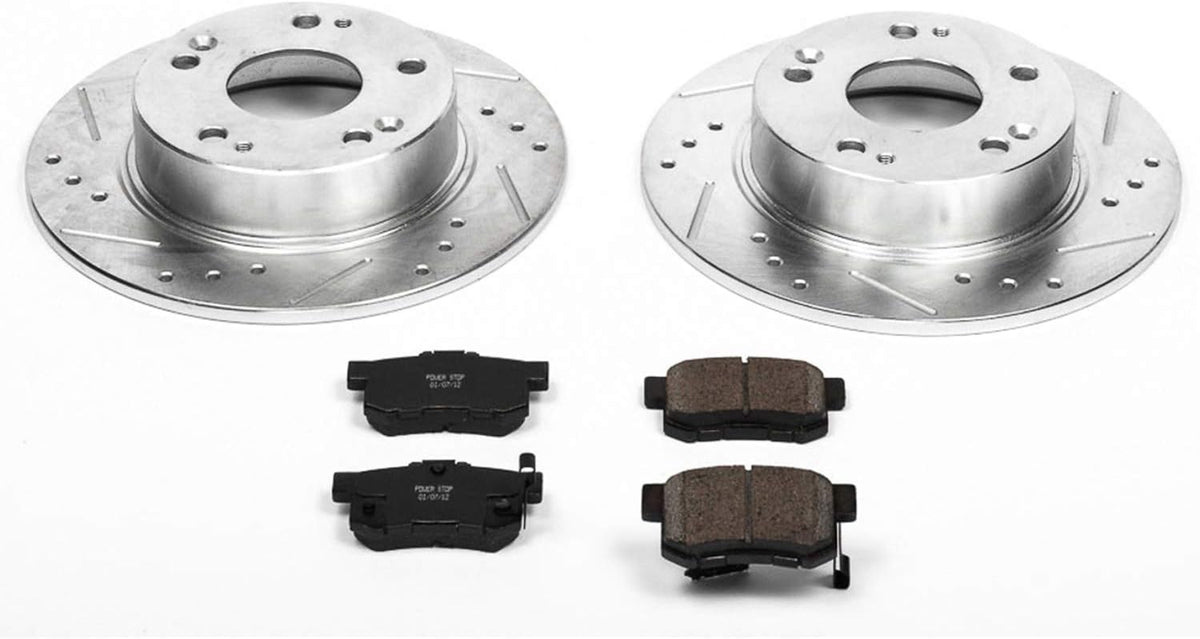 Rear Z23 Carbon Fiber Brake Pads with Drilled & Slotted Brake Rotors Kit C504