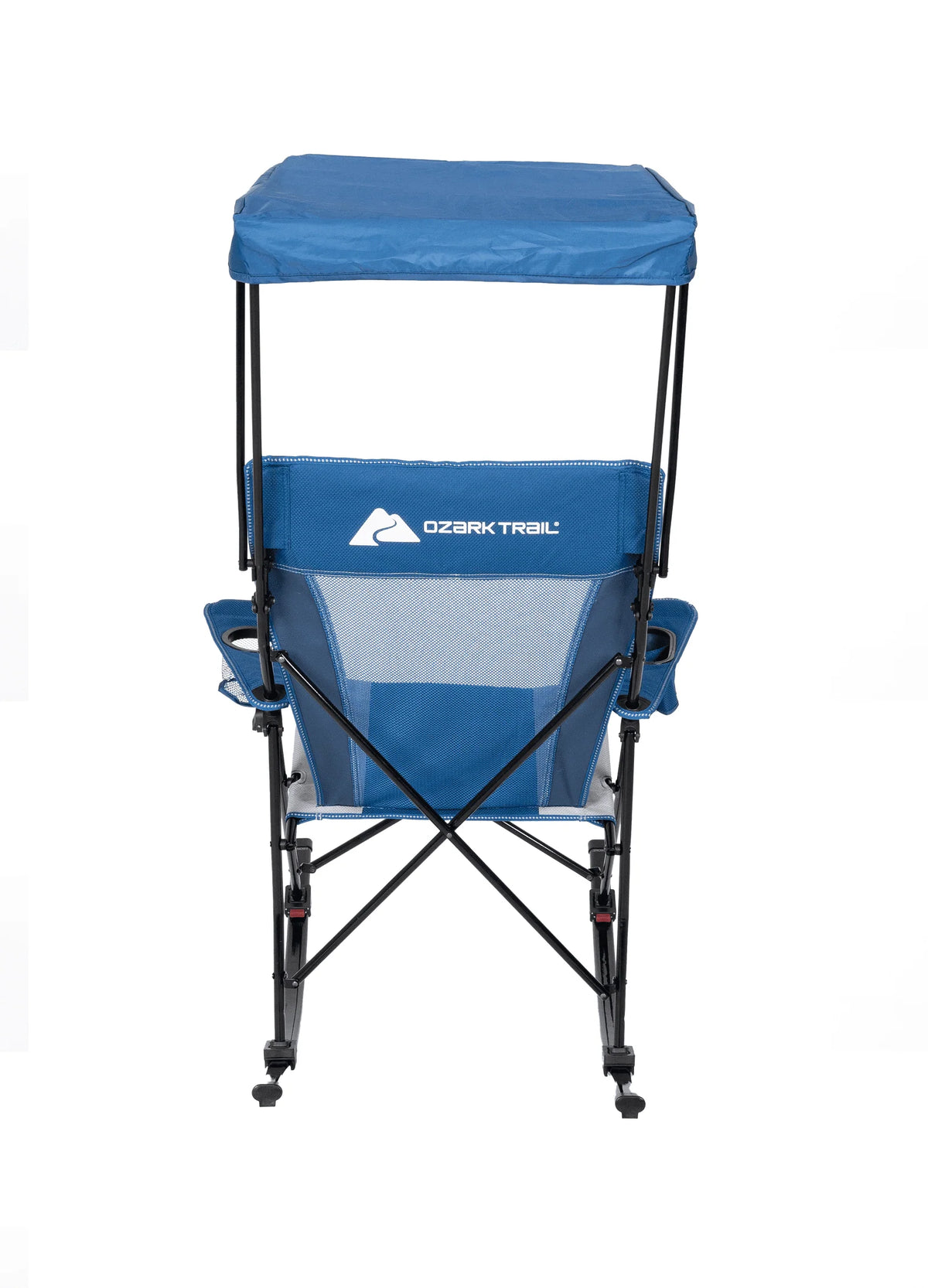 Blue and Grey Mesh Rocking Camp Chair with Canopy V997235