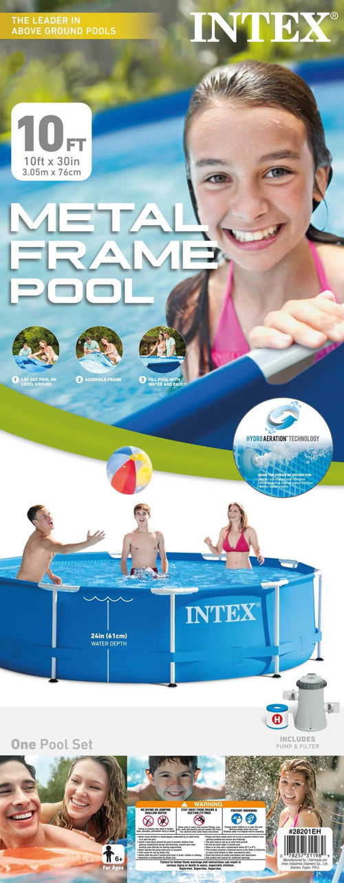10ft x 30in Metal Frame Above Ground Pool Set & Filter Cartridges A8346