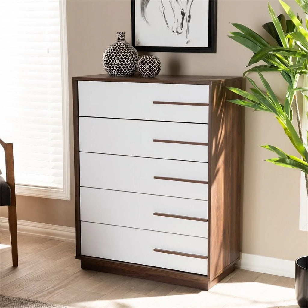 White 5-Drawer Engineered Wood Chest J125
