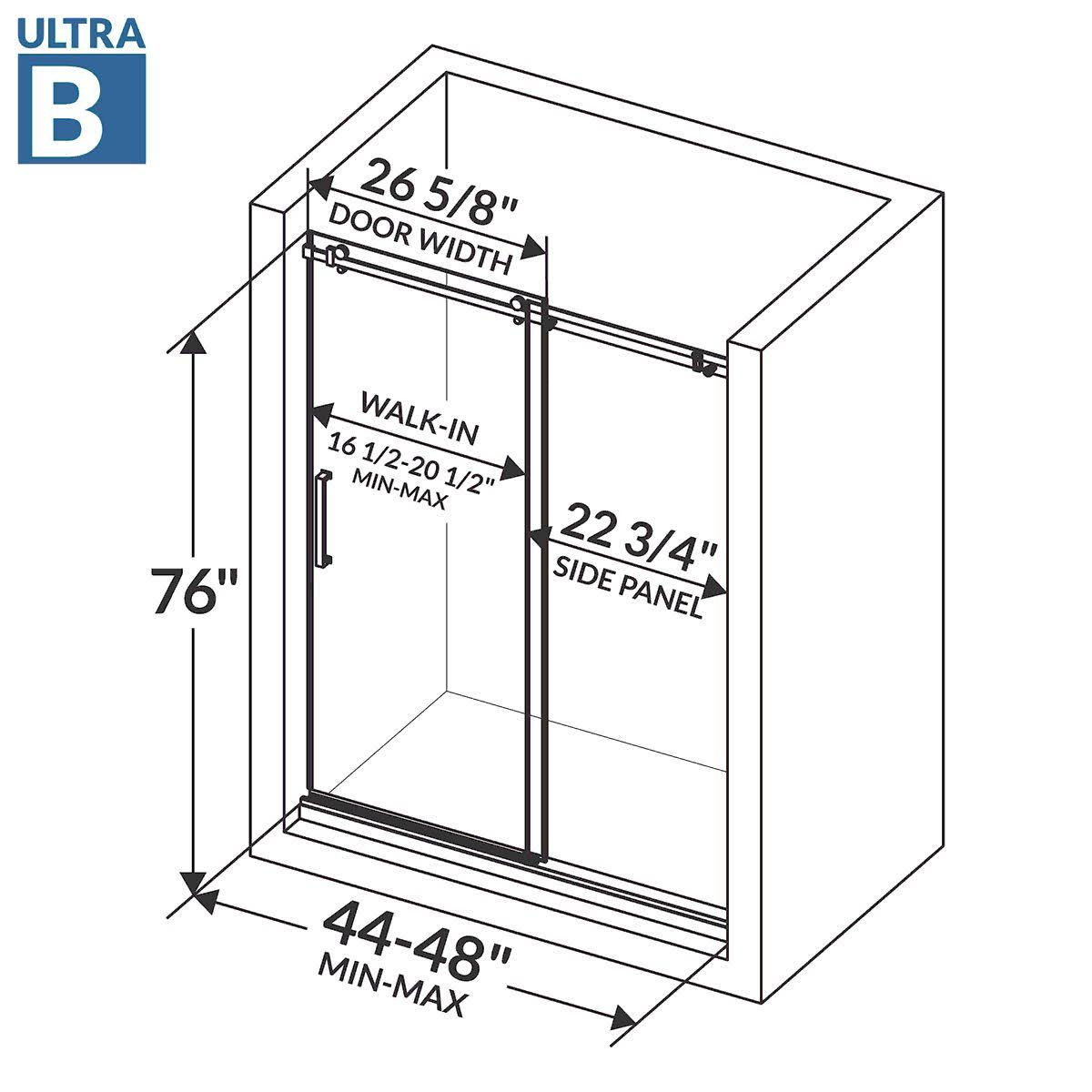 Semi-Frameless Sliding Shower Doors Chrome I811