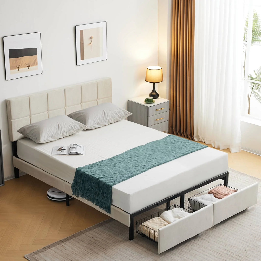 Full Size Platform Bed Frame with 2 Drawers V36256