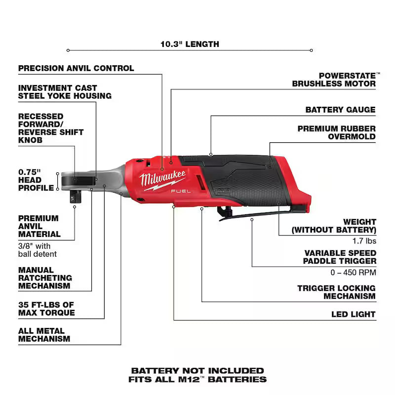 12V Lithium-Ion Brushless Cordless High Speed 3/8 in. Ratchet R9819