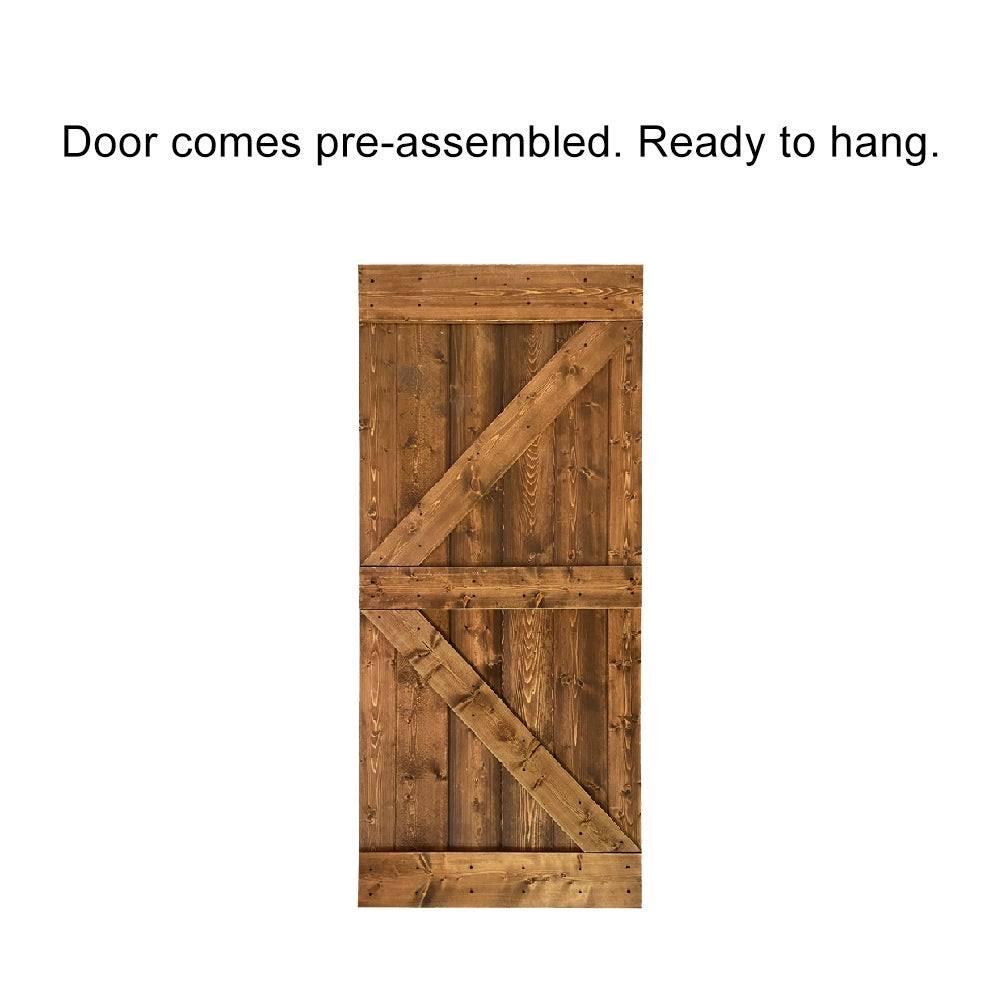 Jungle Green Stained Wood Interior Sliding Barn Door with Hardware Kit O2499