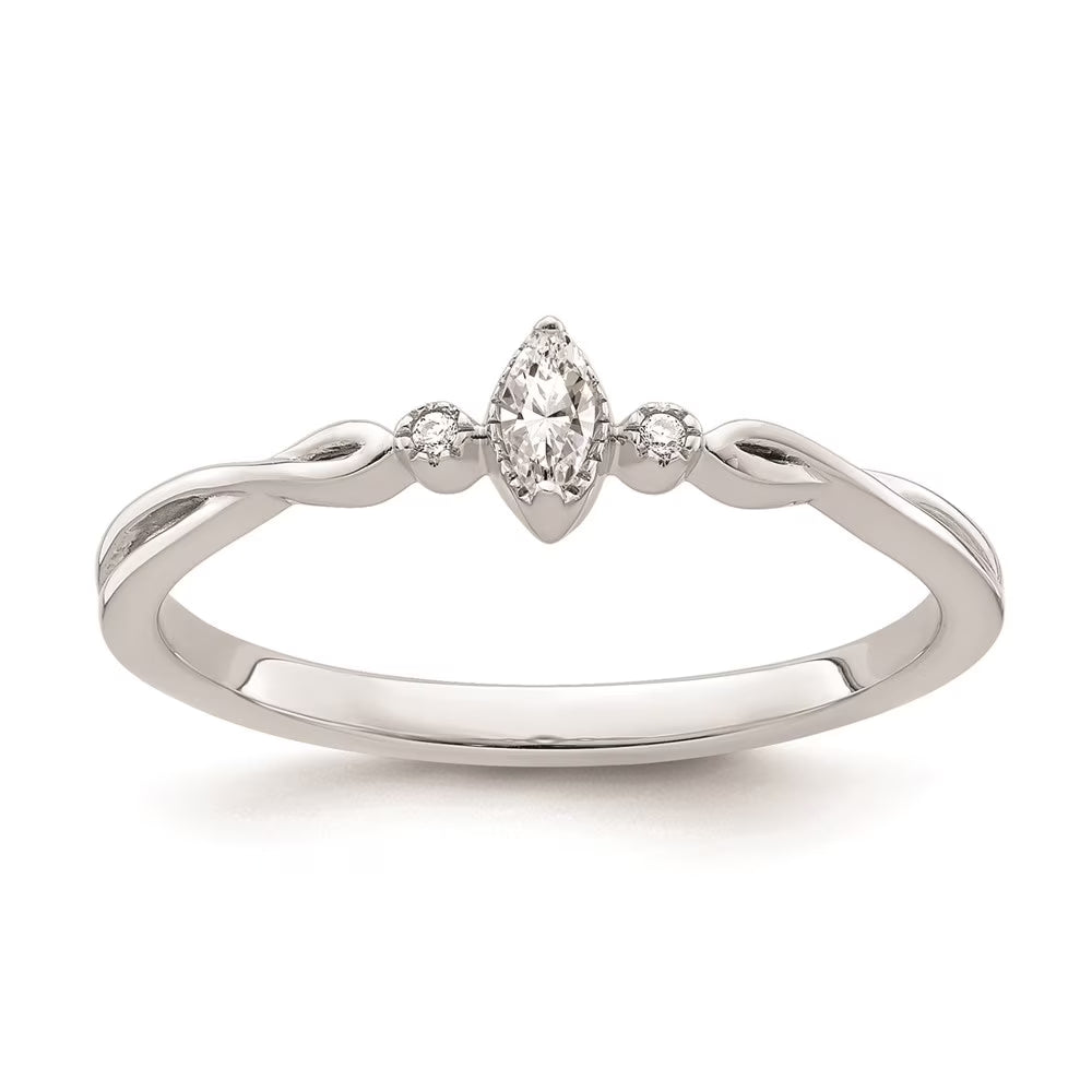 14k White Gold Marquise Diamond Promise Ring A5597