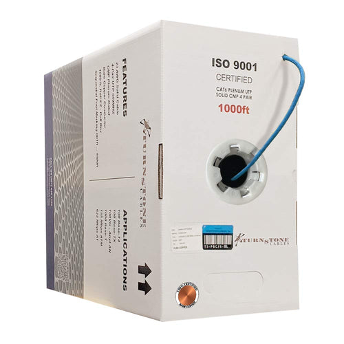 1000ft Cat6 Plenum Bulk Ethernet Cable, 23AWG Solid Bare Copper, UTP E903403
