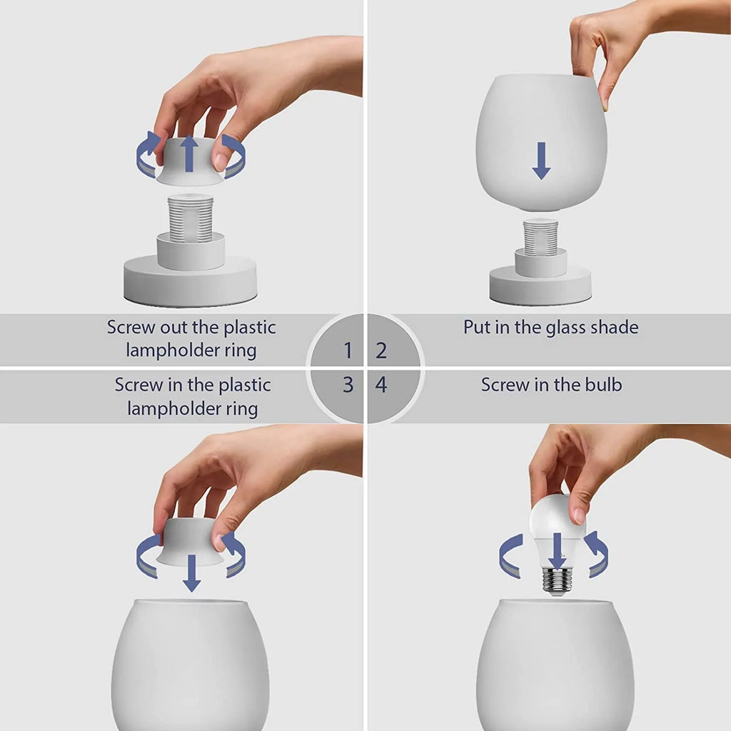 Touch Control Table Lamp with Glass Lamp Shade R240