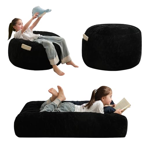 Beige Convertible Bean Bag Chair Bed S307