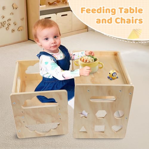 Wooden Toddler Table and Chair Set with Blackboard, 3 Heights Adjustable C351485