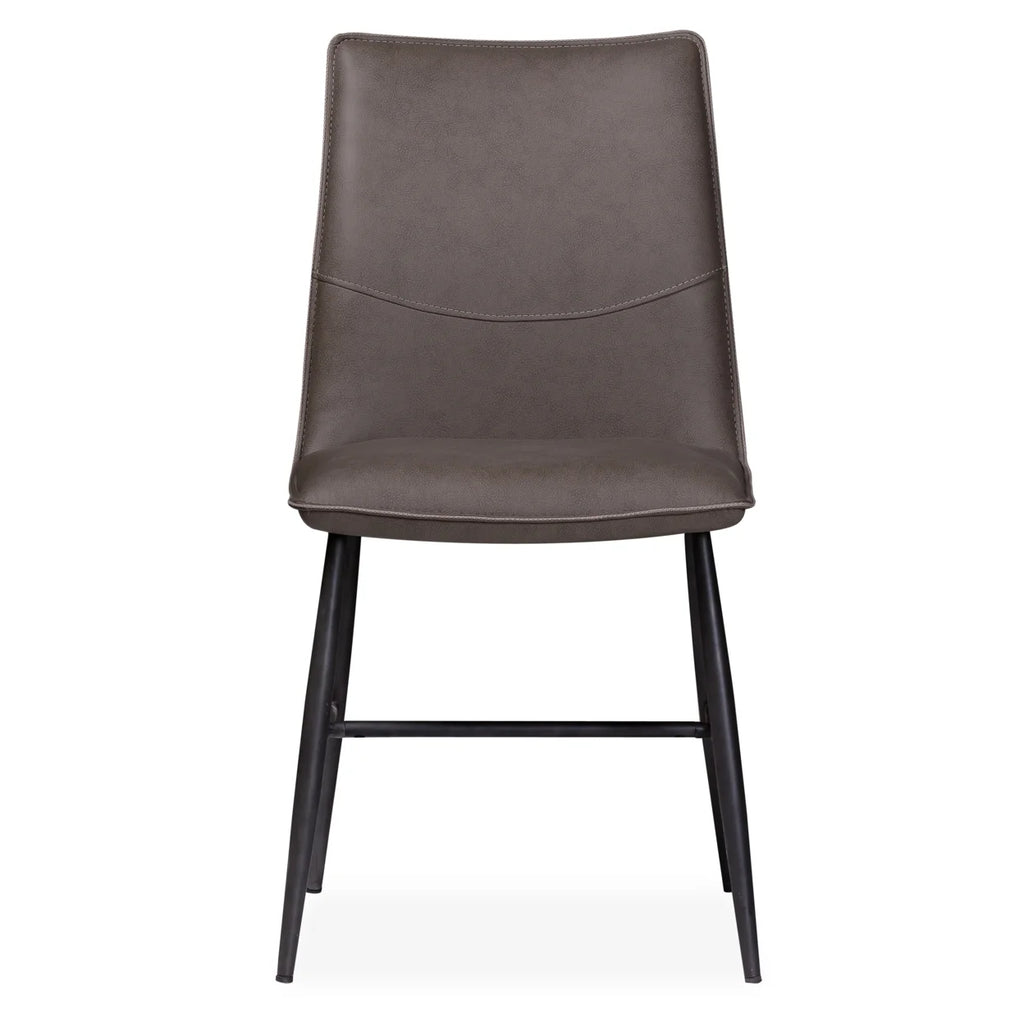 Leather Upholstered Metal Chair Set of 2 Latte Brown and Black O953741