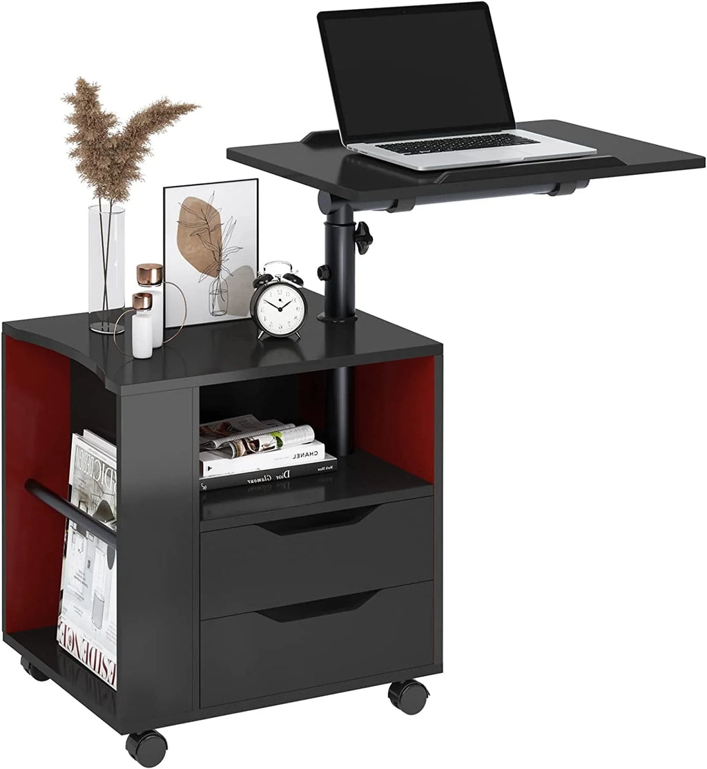 Black 2 Drawer Height Adjustable Nightstand D2728